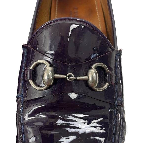 Gucci Patent Leather Horsebit Driver Loafers Slip On Dark Purple Size 39 - Picture 11 of 11